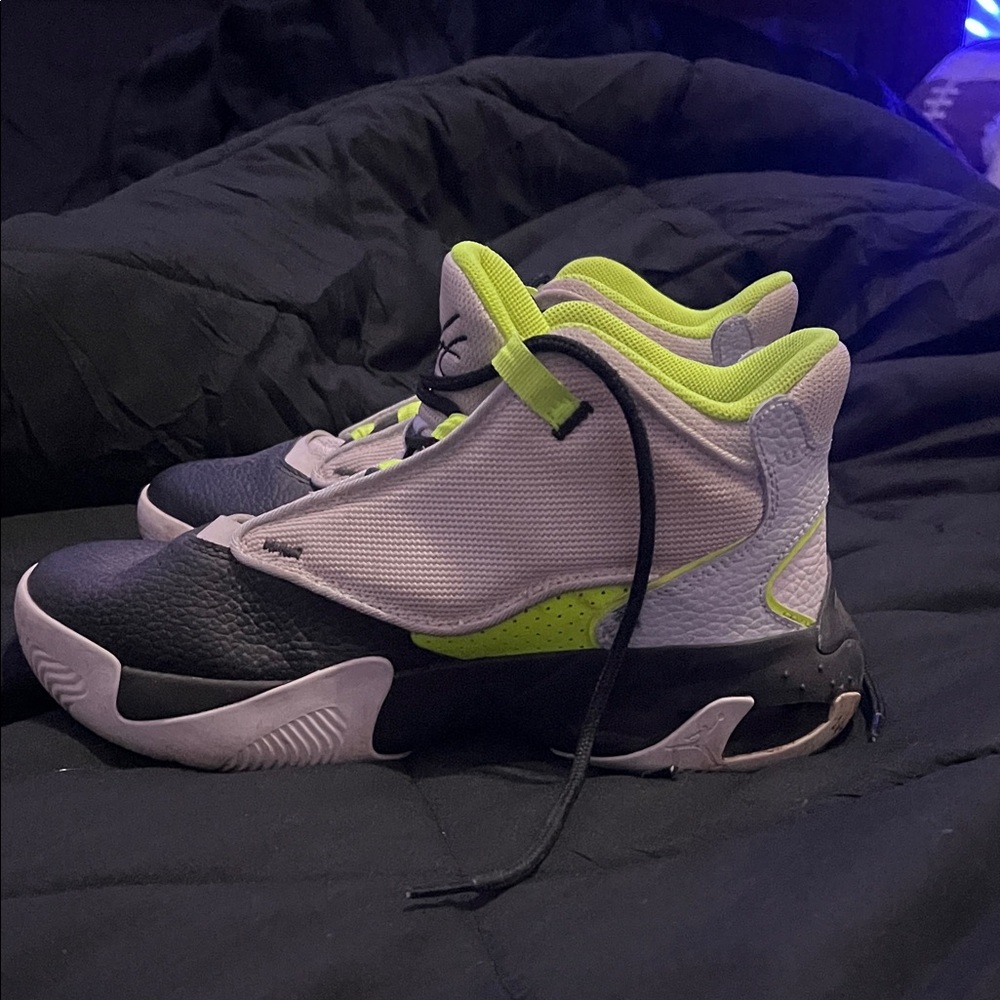 Jordan Kids Sneakers Black and Neon Green